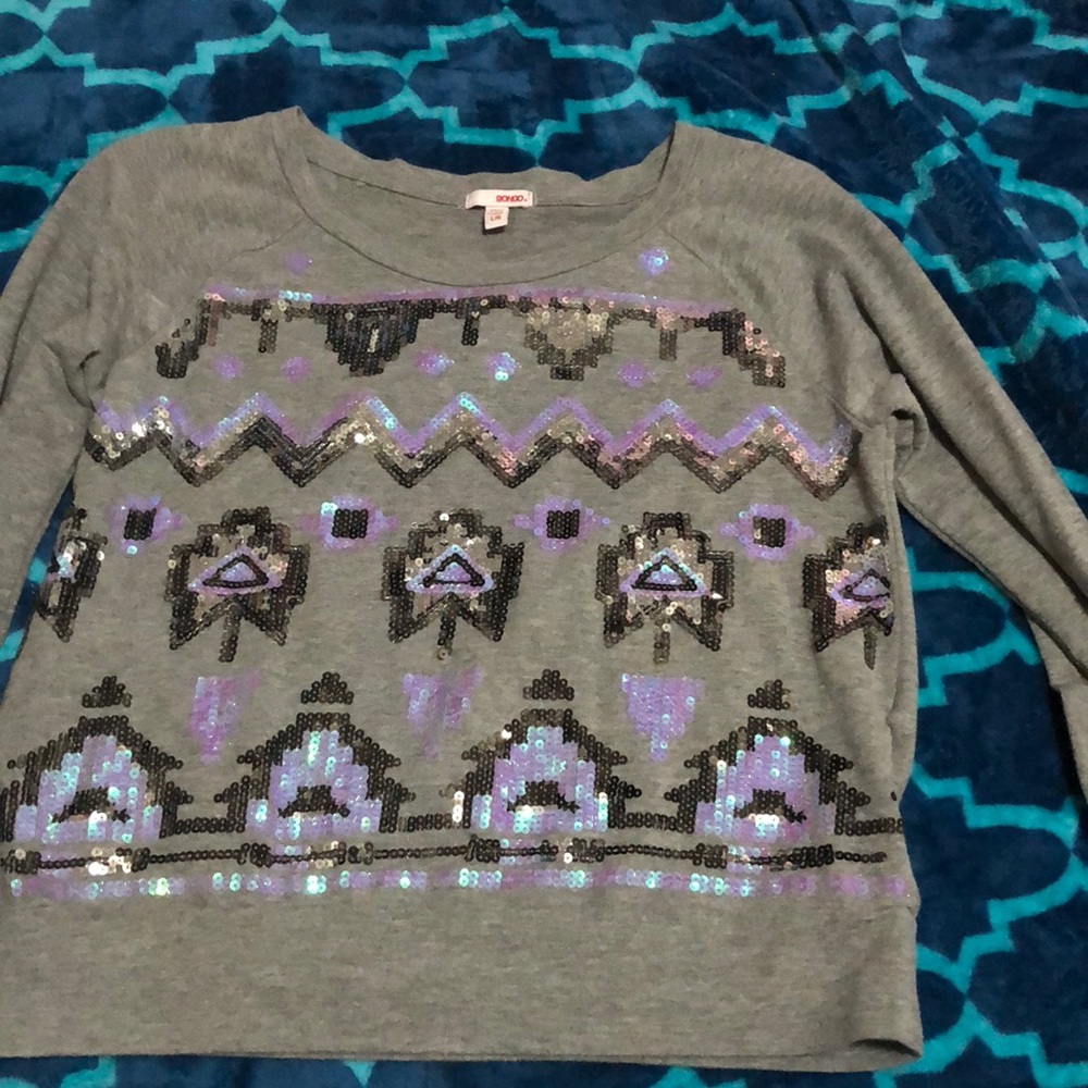 Sequin long sleeve top.